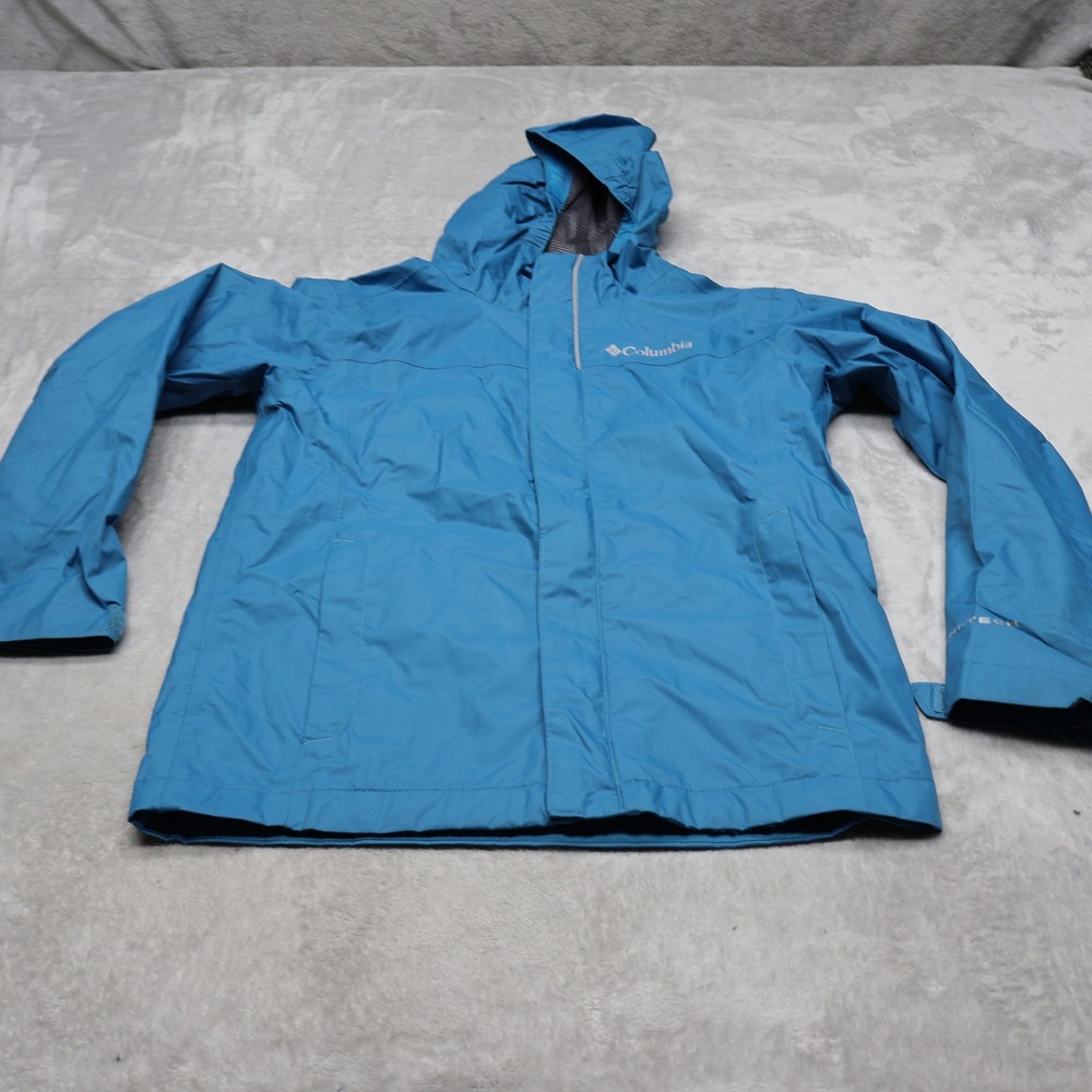 Columbia Jacket Boys Small 8 Blue Watertight Mesh Lined Hooded Waterproof Hiking